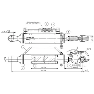 Hydraulisk Toppstag 63/35/210 Ledgaffel-Kat2 Hake