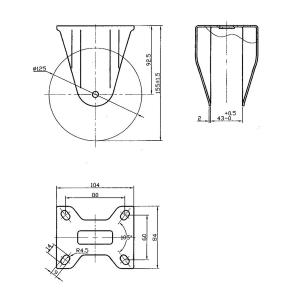 Länkhjul 125Mm Svart