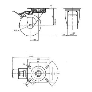 Svängbar Hjul Med Broms 100Mm Vit