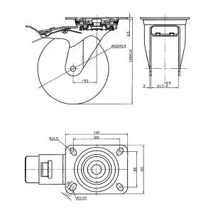 Svängbar Hjul Med Broms 160Mm Vit