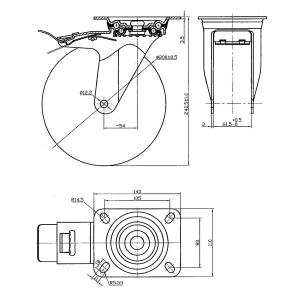 Svängbar Hjul Med Broms 200Mm Vit