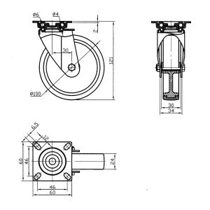 Svängbar Hjul 100Mm Termoplastisk Gummi