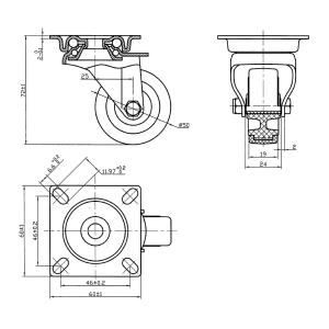 Svängbar Hjul 50Mm Termoplastisk Gummi