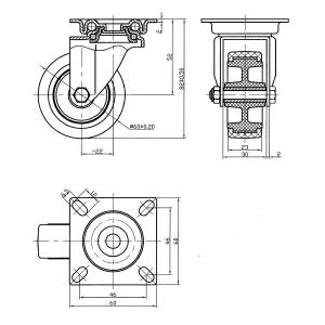 Svängbar Hjul 60Mm Termoplastisk Gummi