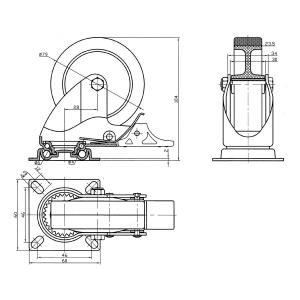 Svängbar Hjul Med Broms 80Mm Termoplastisk Gummi