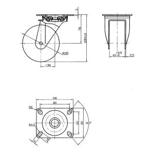 Svängbar Hjul 100Mm Stål/Gummi