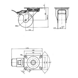 Svängbar Hjul Med Broms 80Mm Stål/Gummi