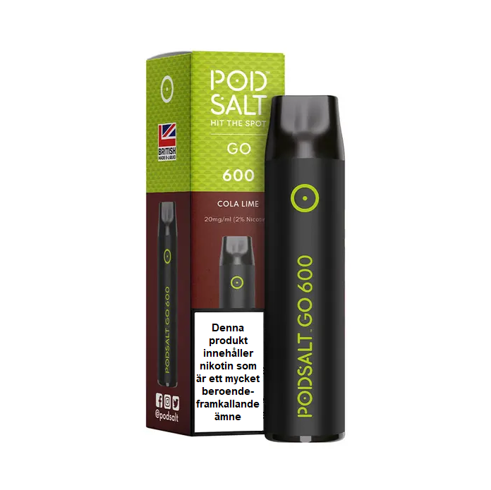 Pod Salt GO 600| Cola Lime |Engångs Vape