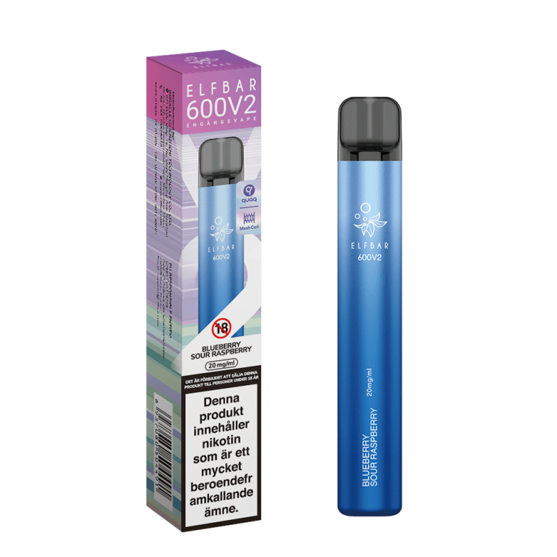Blue Raspberry Elfbar SwedenVapes.se ELF BAR V2 Mesh Blueberry Sour Raspberry Engångs Vape
