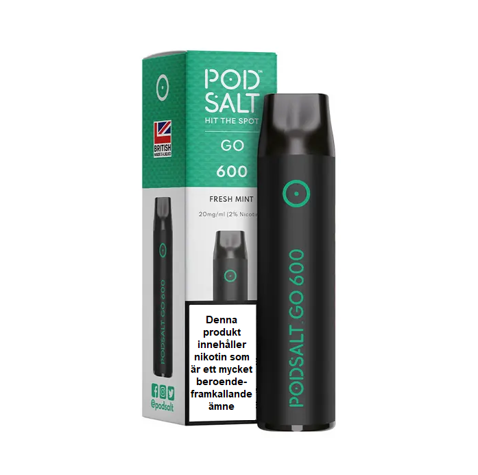 Pod Salt GO 600| Fresh Mint |Engångs Vape