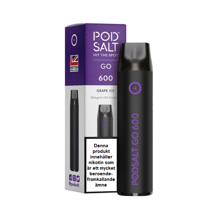 Pod Salt GO 600| Grape Ice |Engångs Vape