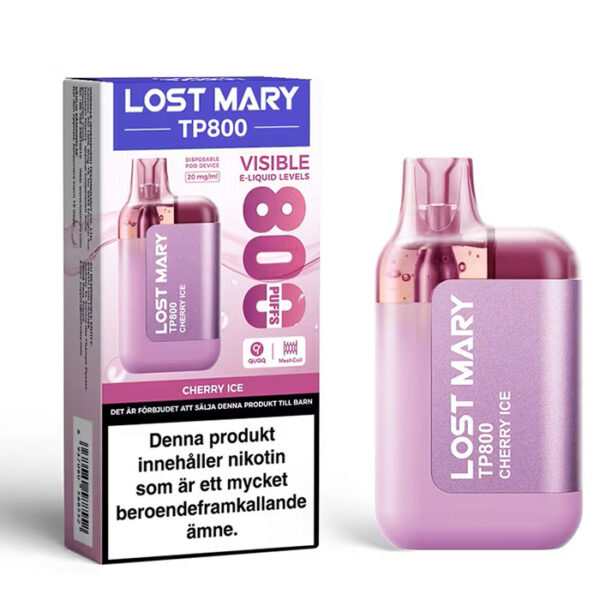 Lost Mary TP800 |Cherry Ice| ENGÅNGS VAPE