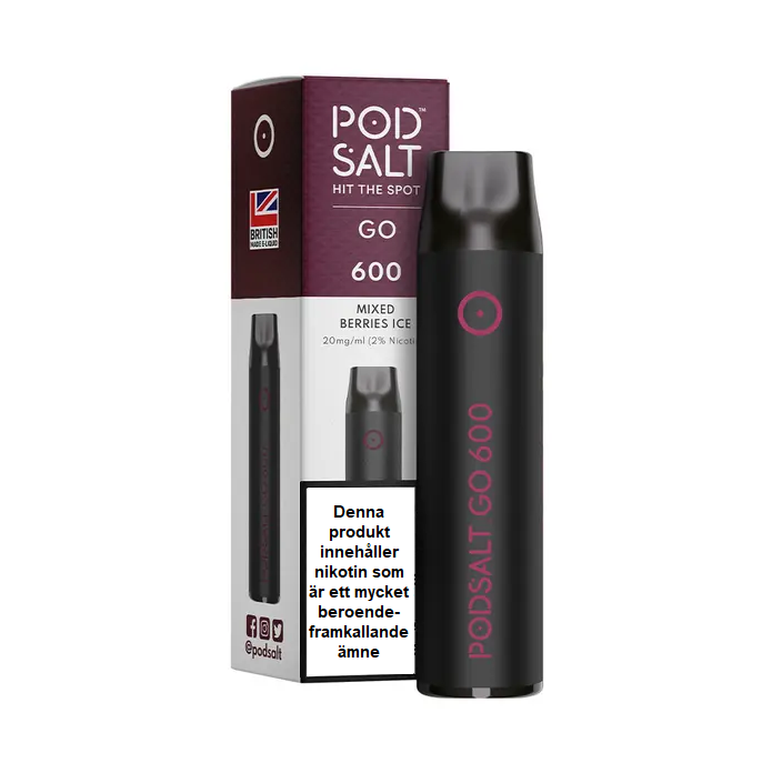 Pod Salt GO 600| Mixed Berries Ice | Engångs Vape