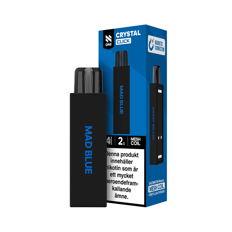 N-ONE Crystal Click Pod| Mad Blue| Förfylld pod