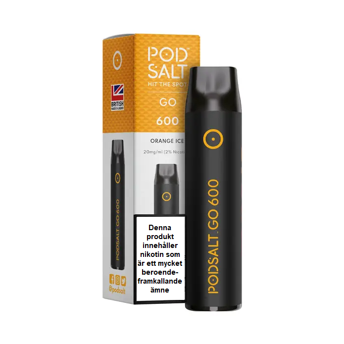 Pod Salt GO 600| Orange Ice| Engångs Vape