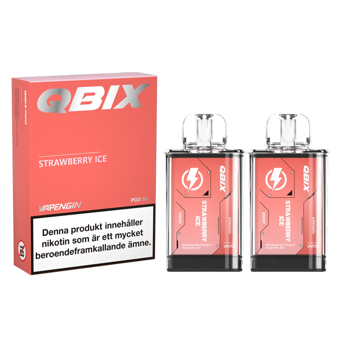 QBIX Pod | Strawberry Ice | 2 x Förfylld Pod