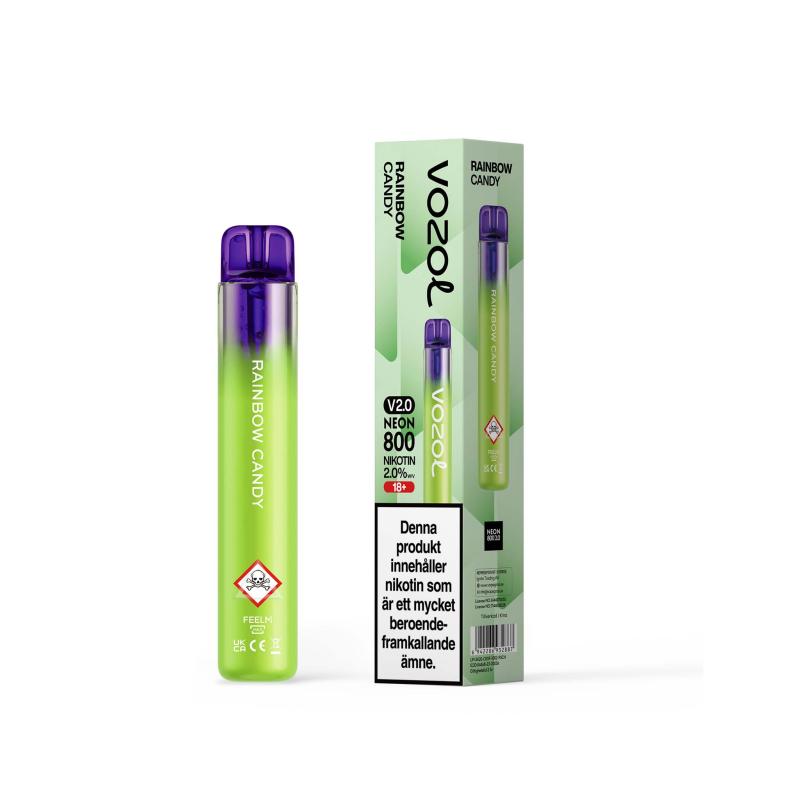 Vozol Neon 800 2.0 – Rainbow Candy| ENGÅNGS VAPE