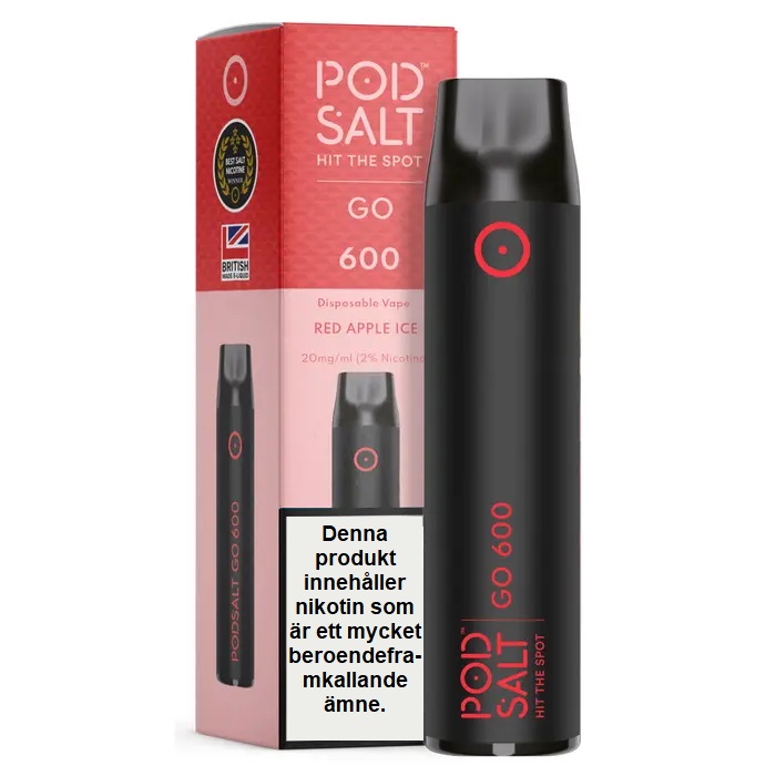 Pod Salt GO 600 | Red Apple Ice | Engångs Vape