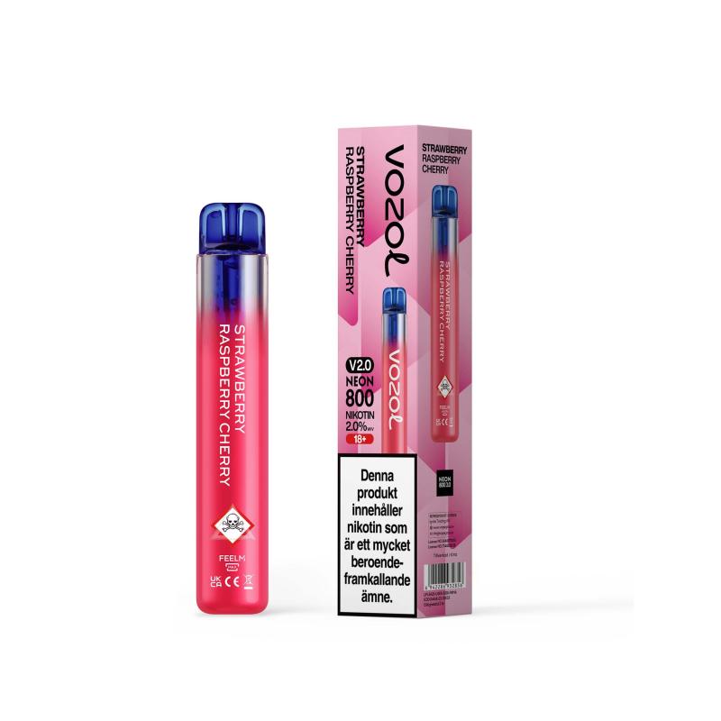 Vozol Neon 800 2.0 – Strawberry Raspberry Cherry | ENGÅNGS VAPE