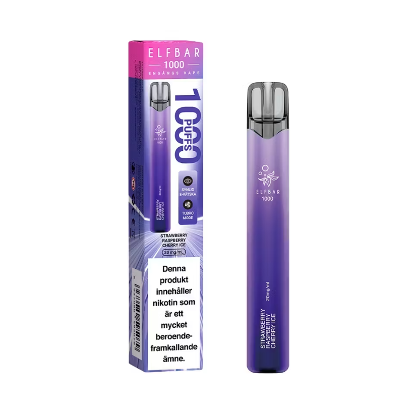 Elfbar 1000 |Strawberry Raspberry Cherry Ice| ENGÅNGS VAPE