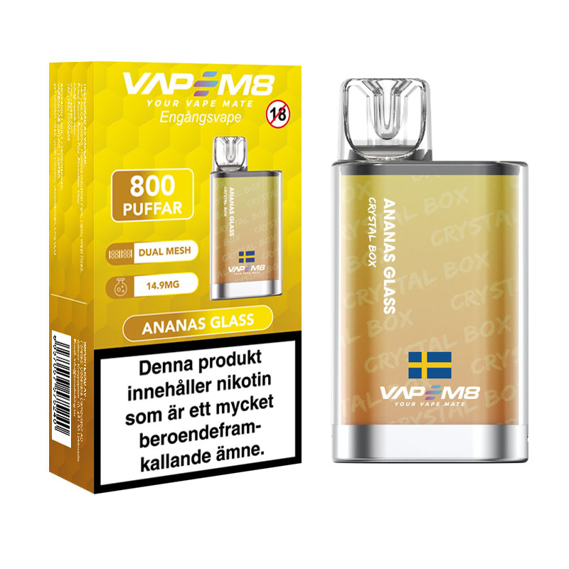 VapeM8 Crystal | Ananas Glass | ENGÅNGS VAPE