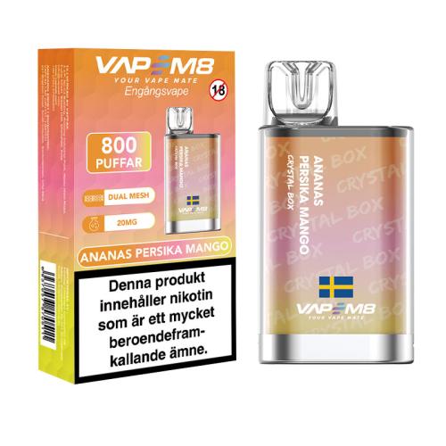 VapeM8 Crystal | Ananas Persika Mango | ENGÅNGS VAPE