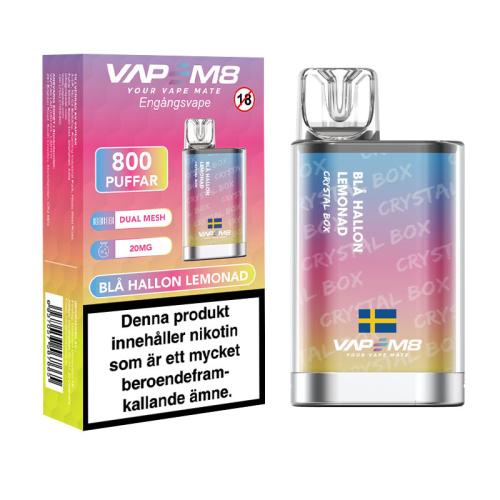 VapeM8 Crystal | Blå Hallon Lemonad | ENGÅNGS VAPE