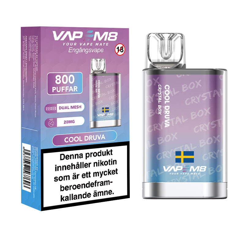 VapeM8 Crystal | Cool Druva | ENGÅNGS VAPE