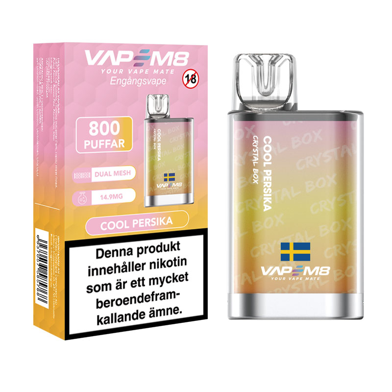 VapeM8 Crystal | Cool Persika | ENGÅNGS VAPE