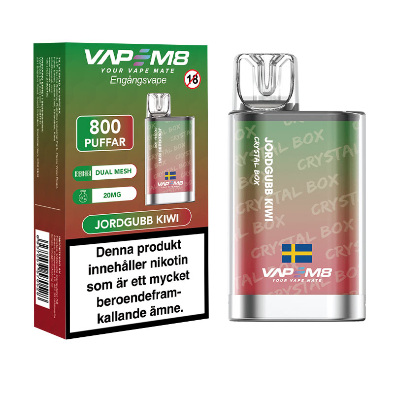 VapeM8 Crystal | Jodgubb Kiwi | ENGÅNGS VAPE