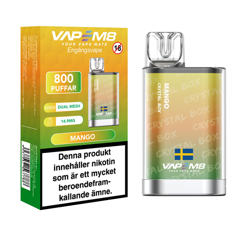 VapeM8 Crystal | Mango | ENGÅNGS VAPE