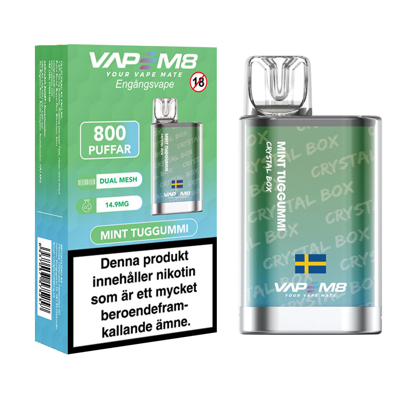 VapeM8 Crystal | Mint Tuggummi | ENGÅNGS VAPE