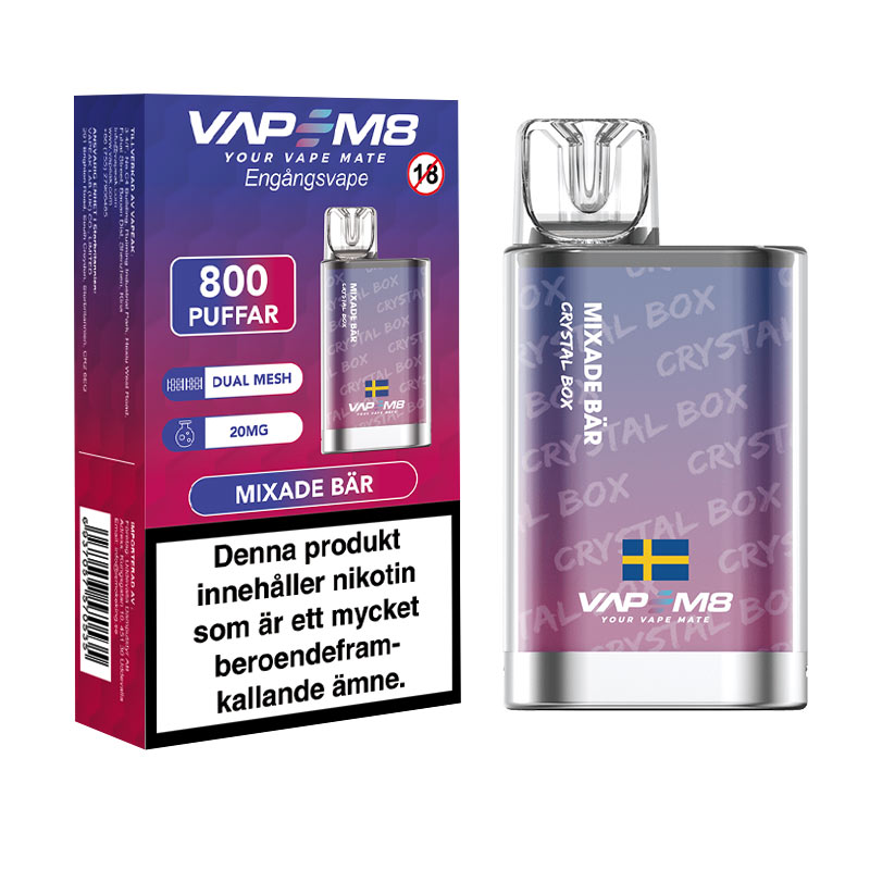 VapeM8 Crystal | Mixad Bär | ENGÅNGS VAPE