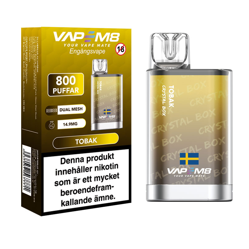 VapeM8 Crystal | Tobak | ENGÅNGS VAPE