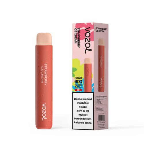 Vozol Star 600| Strawberry Ice Cream | ENGÅNGS VAPE