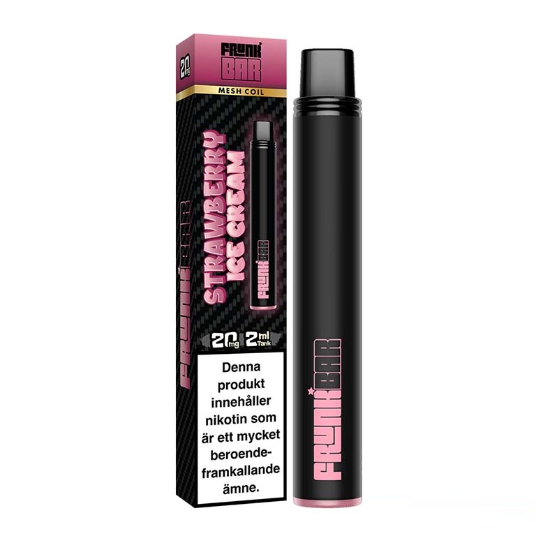frunk bar vape Strawberry Ice Cream 20mg – Jordgubbsglass engångsvape Color:Black Satin Vape Style_DTL VUSE GO Reload –