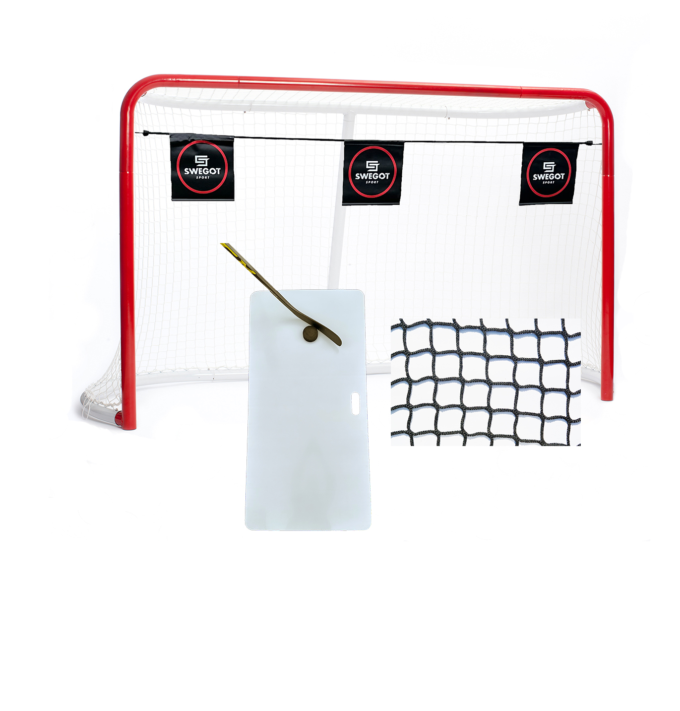 Hockey-Tor, Torwand, Trainingsplatte und Fangnetz