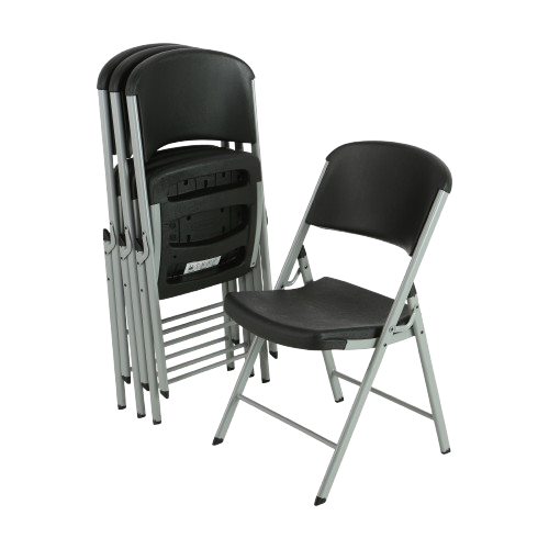 Robust LIFETIME Fällstol Heavy i svart för hållbar och bekväm sittning vid alla tillfällen, lutar på varandra