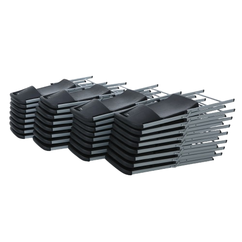 Robust LIFETIME Fällstol Heavy i svart för hållbar och bekväm sittning vid alla tillfällen, ligger flera på varandra