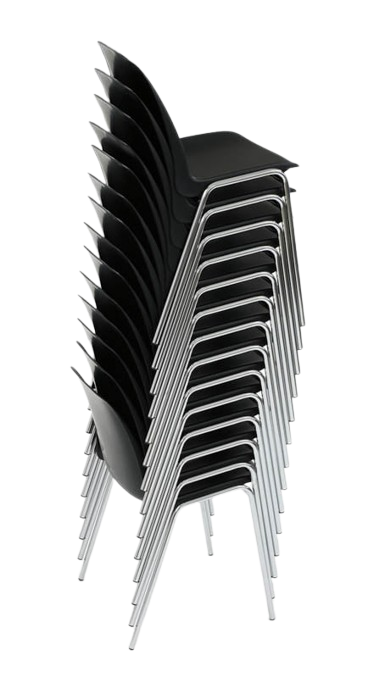 Bertram Stapelstol i svart, premiumkvalitet skalstol för stilfulla och hållbara sittlösningar, staplade