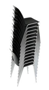 Bertram Stapelstol i svart, premiumkvalitet skalstol för stilfulla och hållbara sittlösningar, staplade