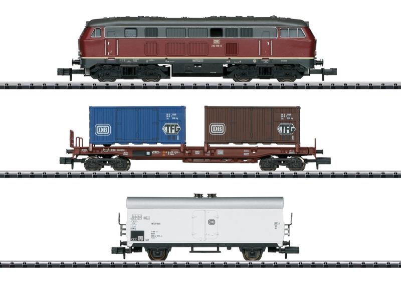 Trix Minitrix Startset 11146 DB Diesellok Class 216 med godsvagnar samt oval bana Nyhet 2020