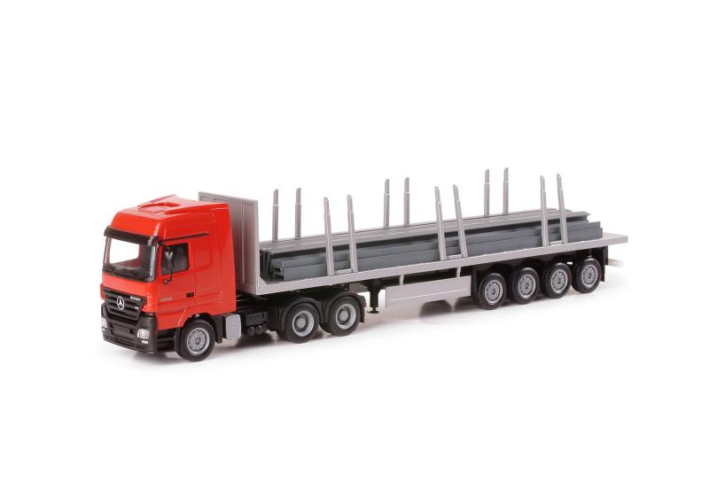 Herpa 150774 Lastbil Mercedes-Benz Actros LH stake trailer with loading