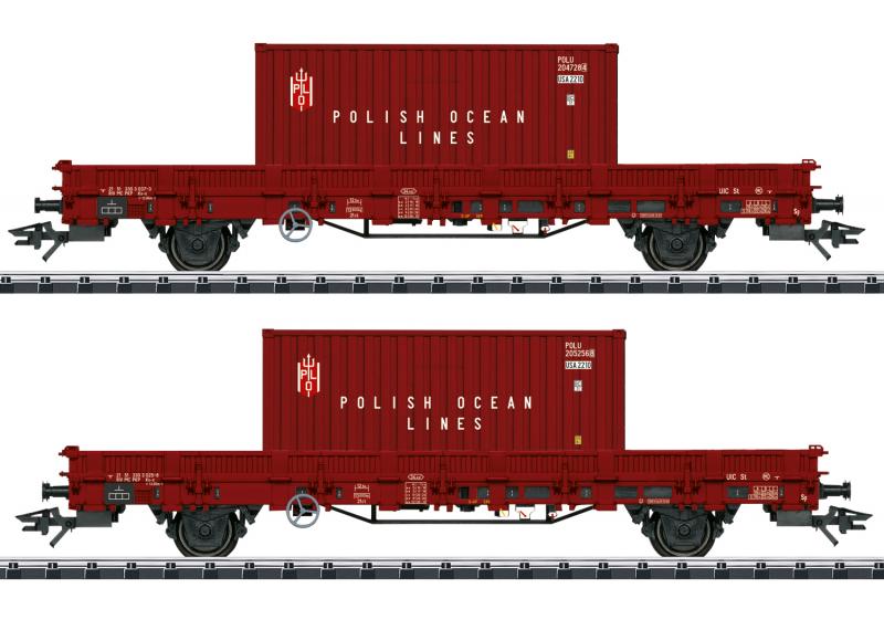 TRIX 24555 Vagnset med 2 container vagnar " POLISH OCEAN LINES " Nyhet 2021