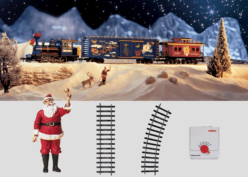 Märklin 54416 Lätt begagnad Spår 1 MAXI Jultåg. Fint skick" Christmas Starter Set". 230 Volt