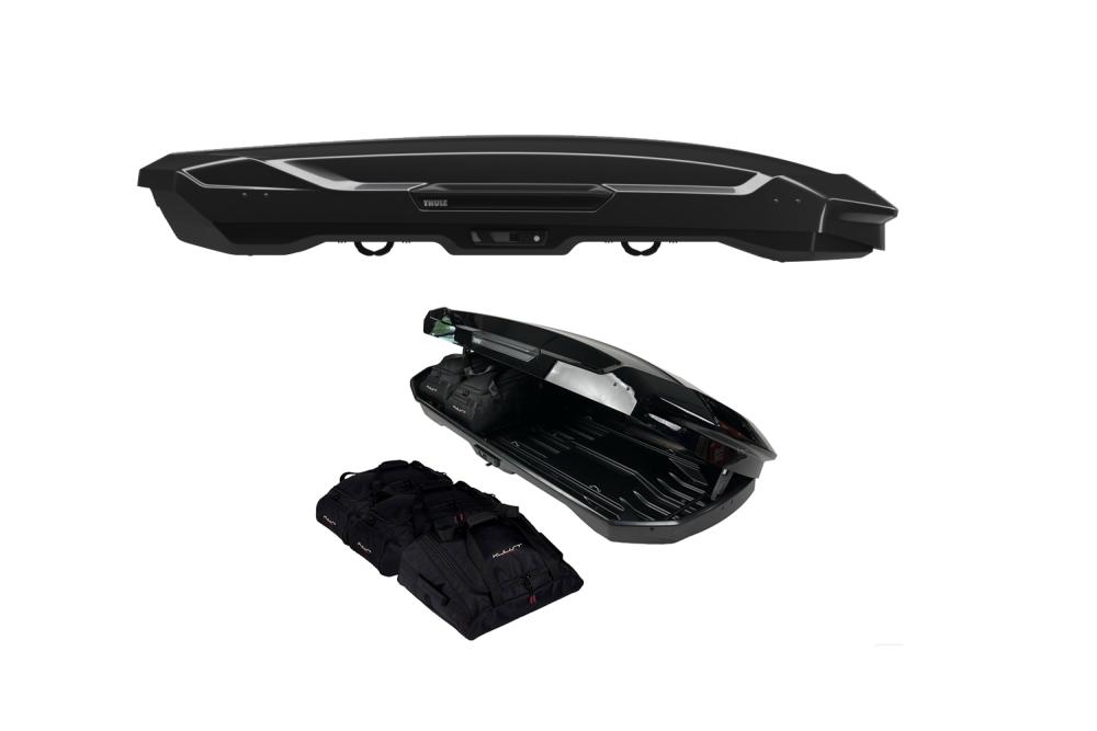 Thule Motion 3 XL Low 400 liter svart högblank + Kjust väskset 5-pack