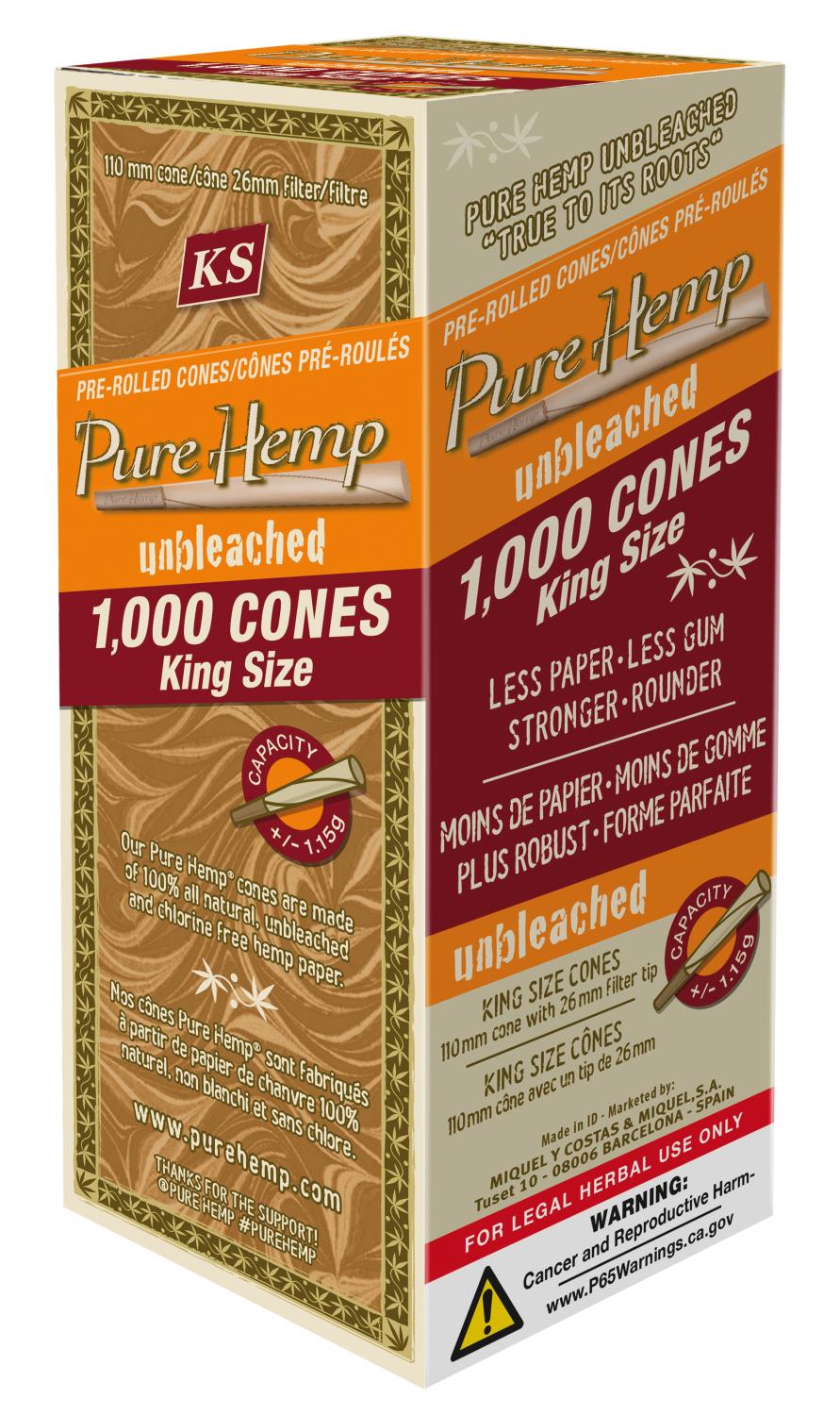 Pure Hemp Cones Unbleached KS 1K-p