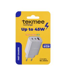 Tekmee Väggadapter USB C&A 3 Port 45W