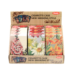 Etui Lång Metall "Flowers" 12-p