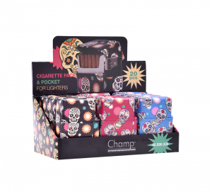 Etui Kort PU +Tändarficka "Skulls" 12-p